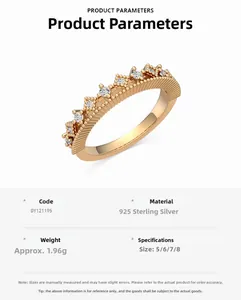 Detailed view of S925 sterling silver rose gold crown ring with white cubic zirconia stones