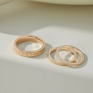 Detail of three-piece S925 sterling silver wheat ear rings with micro-set zircon in rose gold