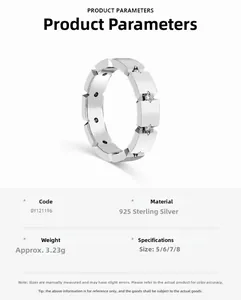 Detail view of S925 sterling silver geometric ring with cubic zirconia specifications