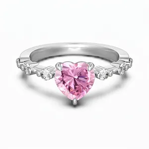 925 Sterling Silver Heart Ring For Women Elegant Heart Shaped Zirconia Engagement Ring Luxury Wedding Jewelry Gift