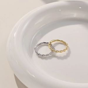 Ensemble de bagues torsadées en argent sterling S925 avec zircons incrustés