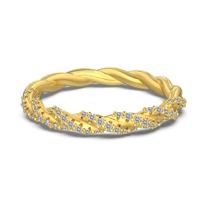 Bague torsadée en argent S925 doré avec pavé de pierres en zircon cubique étincelantes