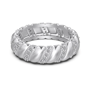 Elegant S925 sterling silver twisted ring featuring shimmering pavé zircon stones