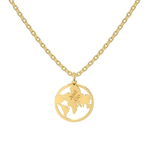 Elegant S925 sterling silver globe necklace with hollow world map and heart pendant