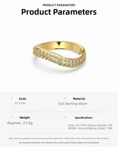 Detailed view of wave-shaped S925 silver ring featuring double row cubic zirconia inlay