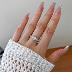 Elegant S925 sterling silver ring with full pavé diamonds and a round center zircon