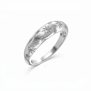 925 Sterling Silver Starburst Ring Minimalist Zirconia Inlaid Frosted Adjustable Finger Ring Elegant Christmas Jewelry Gift For Women