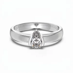 S925 Sterling Silver Ring For Women Simple Fashion Waterdrop Zirconia Inlaid Matte Brushed Finish Elegant Daily Commute Finger Ring
