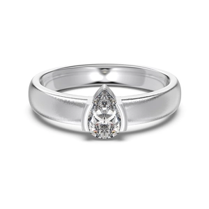 S925 sterling silver ring featuring a matte finish and pear-cut cubic zirconia stone