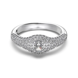 Elegant S925 sterling silver ring with cushion cut center stone and pavé zircon setting