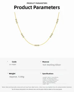 Detail view of 925 sterling silver necklace with three bezel-set cubic zirconia stones