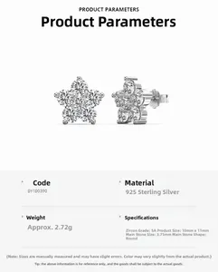 Détails des boucles d'oreilles étoile en argent 925 avec zircons 5A scintillants