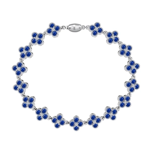 S925 sterling silver four-leaf clover bracelet set with blue zircon pave inlay