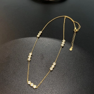 Detail of S925 sterling silver chain with zircon stones and adjustable lobster clasp