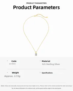 Fiche technique détaillée pour le collier solitaire en argent S925 et zircon ovale