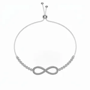 S925 Sterling Silver Infinity Bracelet For Women Mobius Design Adjustable Box Chain With Zirconia Pave Fashion Jewelry
