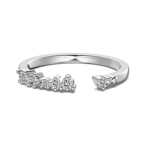 Elegante anello aperto in argento sterling 925 con cluster di gemme trasparenti