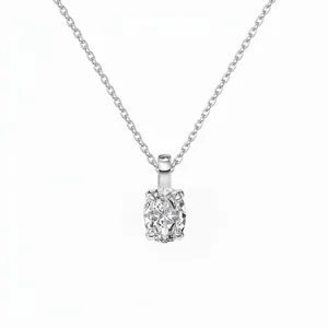 Collier Pendentif en Zirconia Cubique Ovale en Argent Sterling 925 pour Femme Élégante Chaîne de Clavicule Bijoux Cadeau