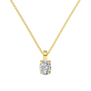 Collier élégant en argent 925 doré avec pendentif en zircone cubique ovale