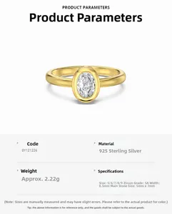 Detailed spec sheet for s925 silver ring with 5x7mm oval zircon and size parameters