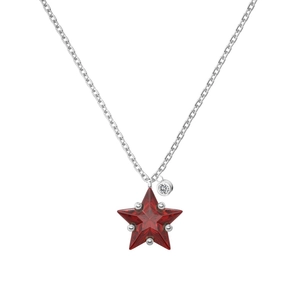 S925 Sterling Silber Halskette mit rotem Stern Zirkonia Anhänger für Damen Mode