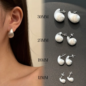 Boucles d'oreilles gouttes en argent 925 brossé, tailles 30mm, 23mm, 18mm et 12mm