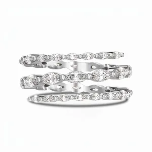 925 Sterling Silver Spiral Ring For Women Exquisite Zirconia Inlaid Multilayer Geometric Stackable Wedding Ring Jewelry