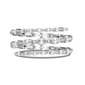 Elegant S925 sterling silver triple layer spiral ring with marquise cut cubic zirconia