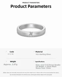 Vue détaillée bague en argent 925 largeur 3,3 mm avec micro-pavage en zircone 5A