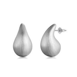 Exquises boucles d'oreilles goutte en argent 925 avec une texture mate brossée