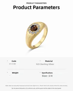 Detail showing vintage S925 sterling silver ring with tiger eye stone and zircons