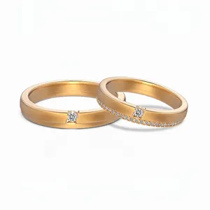 Bagues de Couple en Argent Sterling S925 pour Hommes Femmes Minimalistes Brossées avec Zirconia Incrustée Ajustables Bijoux de Mariage Bague