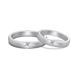Bagues de couple en argent S925 avec finition brossée et micro-incrustations de zircon