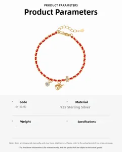 Macro shot of S925 sterling silver stamp on red braided Wu Lou gourd pendant bracelet