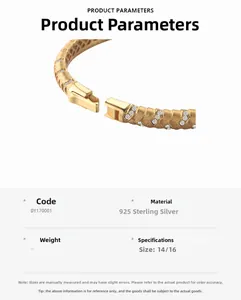 Macro detail of S925 sterling silver cable twist bangle with 22K gold finish and zircons