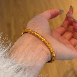 S925 sterling silver gold snake skin bracelet with sparkling zircon stones for women
