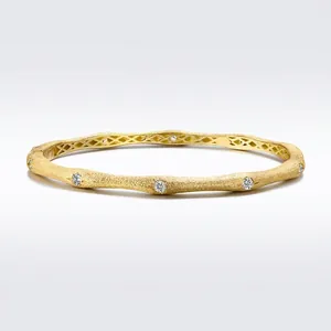 Französischer Stil 925 Sterlingsilber Zirkonia Armreif Für Damen Gebürstete Textur Luxus Bambusknoten Design Armreif Schmuck Geschenk