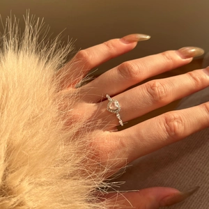 S925 sterling silver ring with heart pink ice flower cut zircon in a halo setting