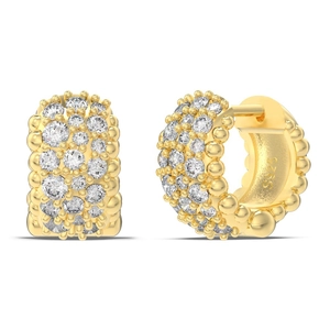 Elegant gold S925 sterling silver hoop earrings with shimmering pave-set cubic zirconia