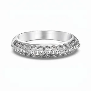 S925 Sterling Silver Pave Zirconia Ring For Women Exquisite Double Layer Row Drill Design Delicate Fashion Commuter Hand Jewelry Gift