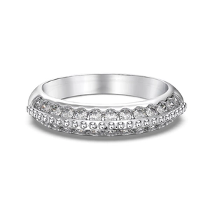 Exquisite S925 sterling silver double layer ring featuring a row of sparkling diamonds