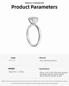 Detail view of 925 sterling silver ring with 2.0CT 5A zircon in six-prong setting