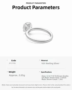 Detail showing 925 sterling silver ring with 1.5CT 5A zircon in a 4-prong setting