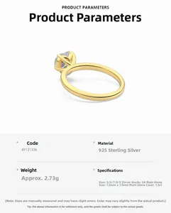 Detailed macro view of 1.5 carat round zircon set in a 925 sterling silver golden ring