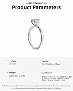 Macro detail of S925 sterling silver ring with 1.0CT 5A zircon in six-prong setting