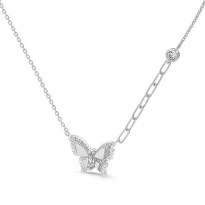 Elegante S925 sterling zilveren vlinderketting met een marquise geslepen zirkoonsteen