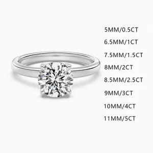 925 Sterling Silver Solitaire Ring For Women 5A Cubic Zirconia Engagement Wedding Ring Classic Claw Setting Proposal Jewelry Gift