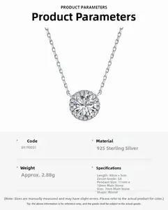 Spécifications du collier en argent 925 avec zircon de 7mm et sertissage halo élégant