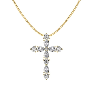 Élégant collier croix en argent S925 doré serti de zircons brillants pour femmes