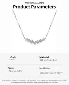 Spécifications détaillées du collier fleur en argent 925 avec zircons scintillants